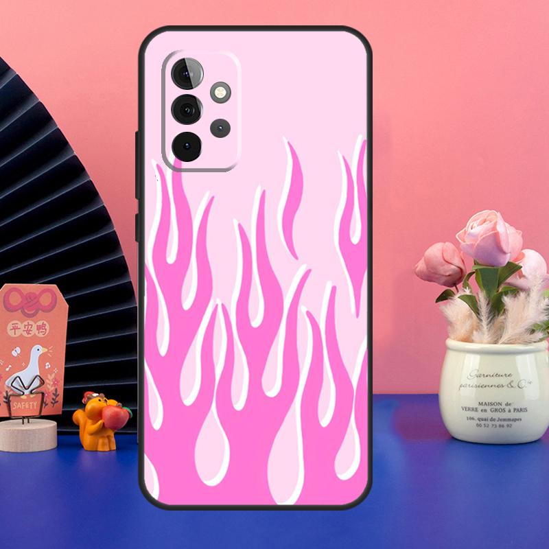 Эстетичный чехол с огнем, светло-голубой, огненно-розовый, для Samsung Galaxy A54 A34 A24 A14 A73 A53 A33 A23 A13 A52 A32 A22 A12 A51 A71