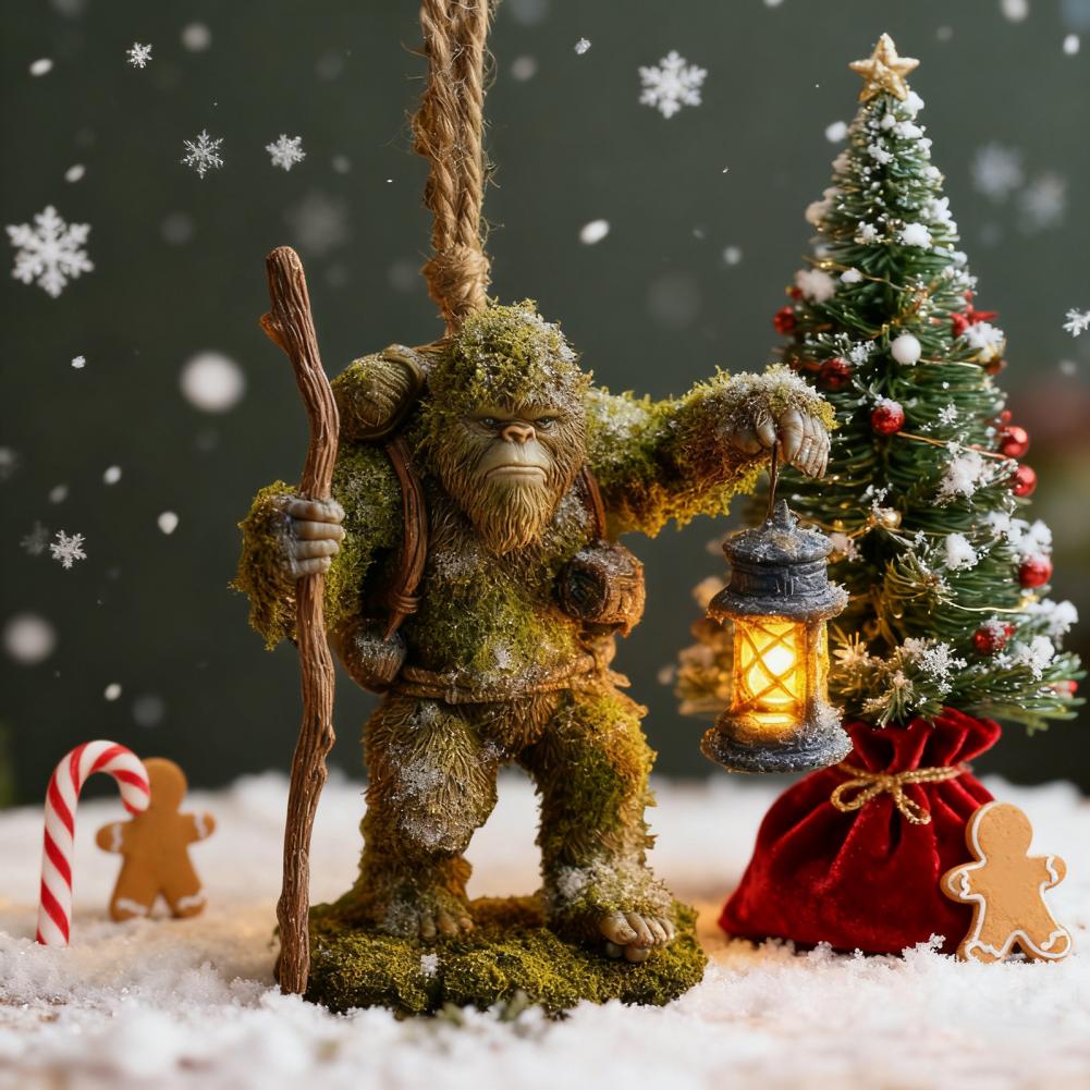 Sasquatch Christmas Ornament 2D Flat Acrylic Hanging Charm Xmas Tree Decoration Festive Gift for Surf Lovers