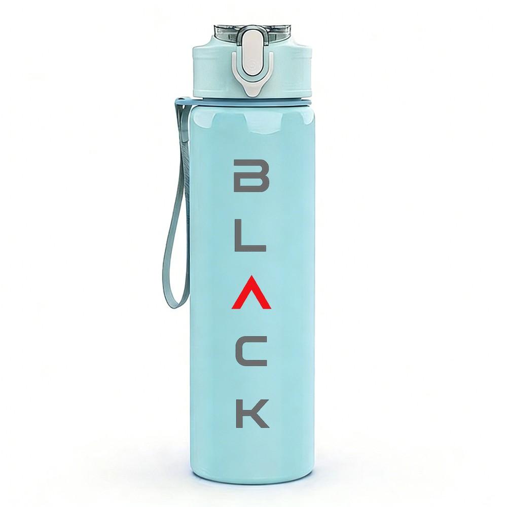 1PC Vertical Black Letter Text Art Print 750ml Color Plastic Sports Water Bottle Leakproof Flip Straw Lid Suitable for Sports Office Home Use