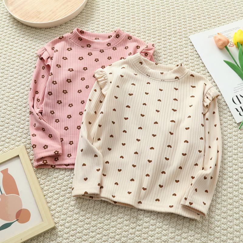 Футболка с длинными рукавами и цветочным принтом для девочек - универсальный топ на осень/зиму для маленьких девочек