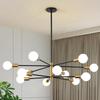 Modern Sputnik Chandelier - 12 Light Chandelier with Height Adjustment(bulb NOT Included), Black and Gold Finish for Kitchen, Bedroom and Foyer