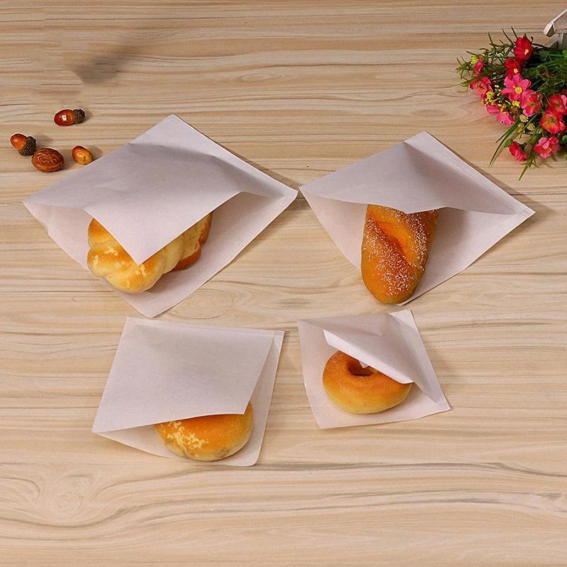 100 PCS Greaseproof Paper Bags Oil Resistant Food Grade Safe Pouches for Bakery Cookie Gift Packaging Party Favor Use