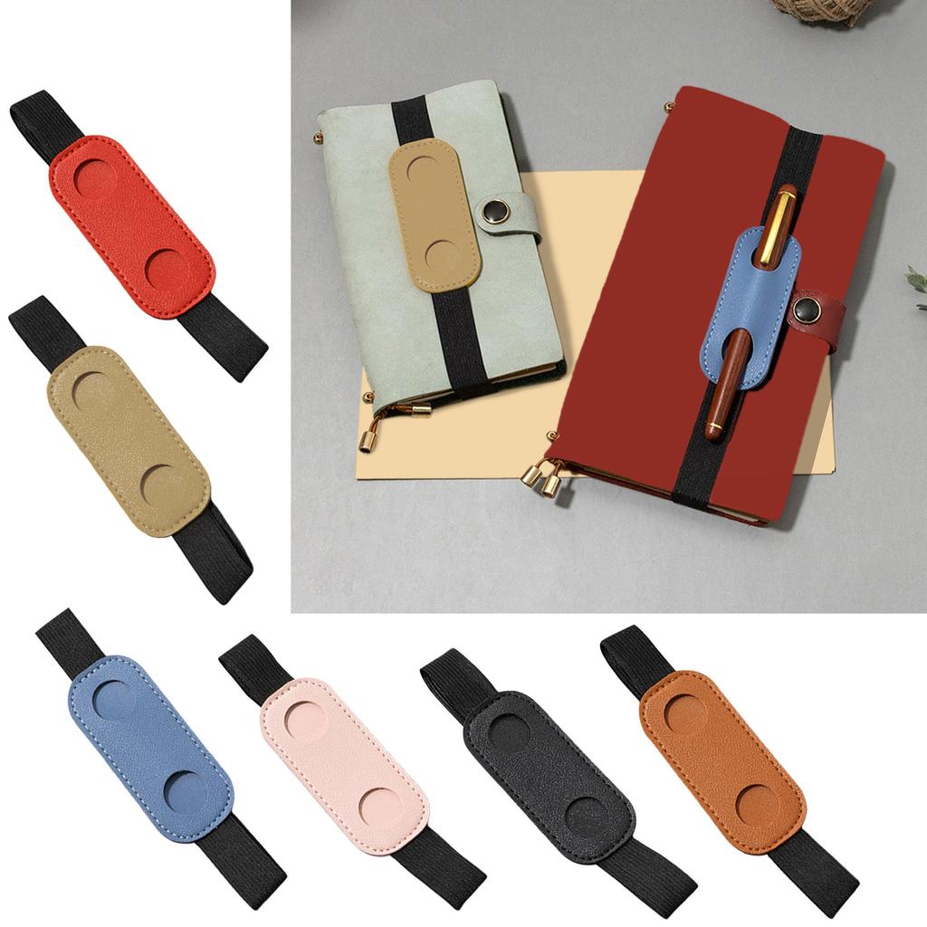 Pen Pouch Elastic Band Pen Holder PU Leather Pen Sleeve Pencil Holder for Notebook Journal Planners Binders and Books