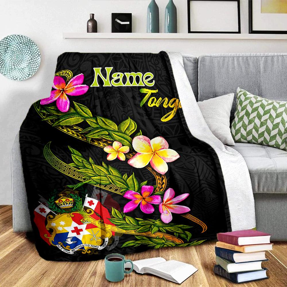Custom Name Tonga Polynesian Tattoo Design Home Customize Your Name Blankets Comfortable Soft Lightweight Allseason Multipurpose Blanket For Picnics