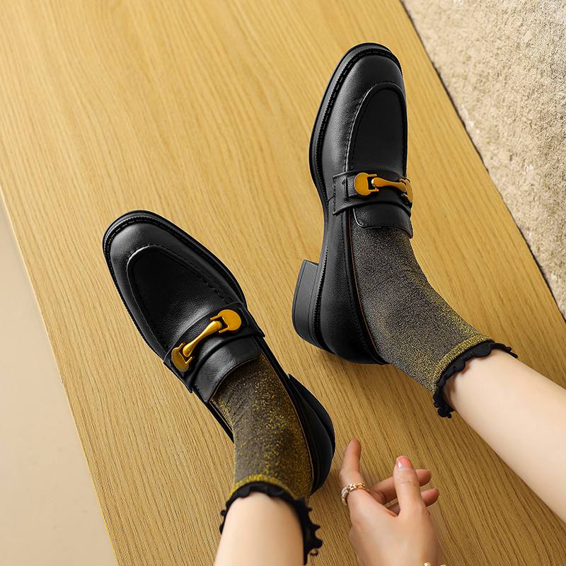 Krazing Pot Весенние туфли из коровьей кожи с круглым носком на толстом среднем каблуке, броги, женские туфли-лодочки большого размера 43 с металлическими застежками