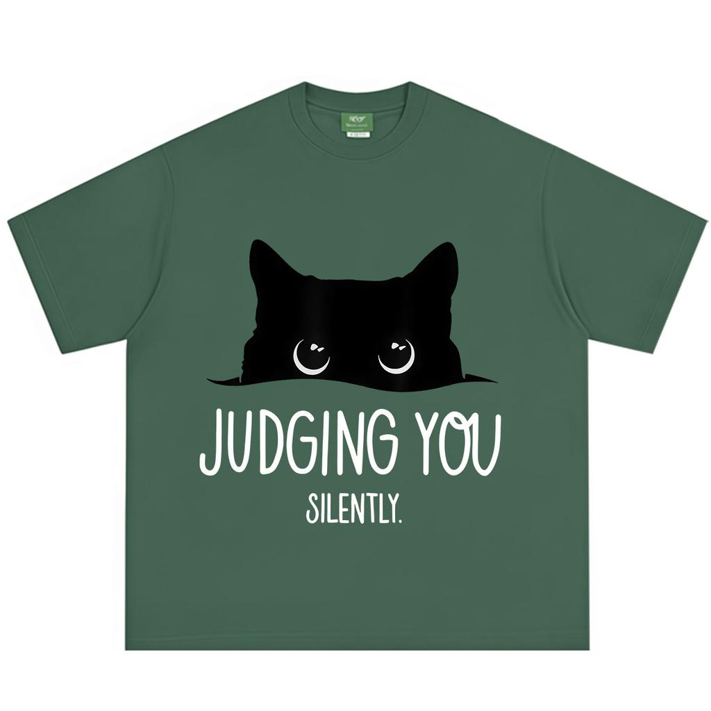 Cat Judging You Silently Funny Cute Cat Meme T Shirt Unisex Unisex Fashion Tshirt Summer Shortsleeved Loose Casual Cotton Tshirts