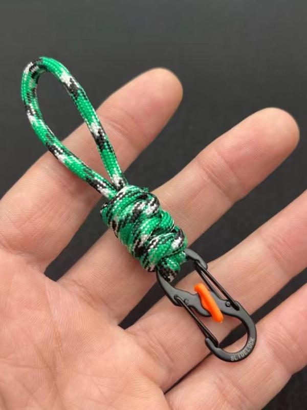 Компактный брелок-антивор из паракорда с запирающимся крючком и пряжкой «восьмерка» для использования на открытом воздухе