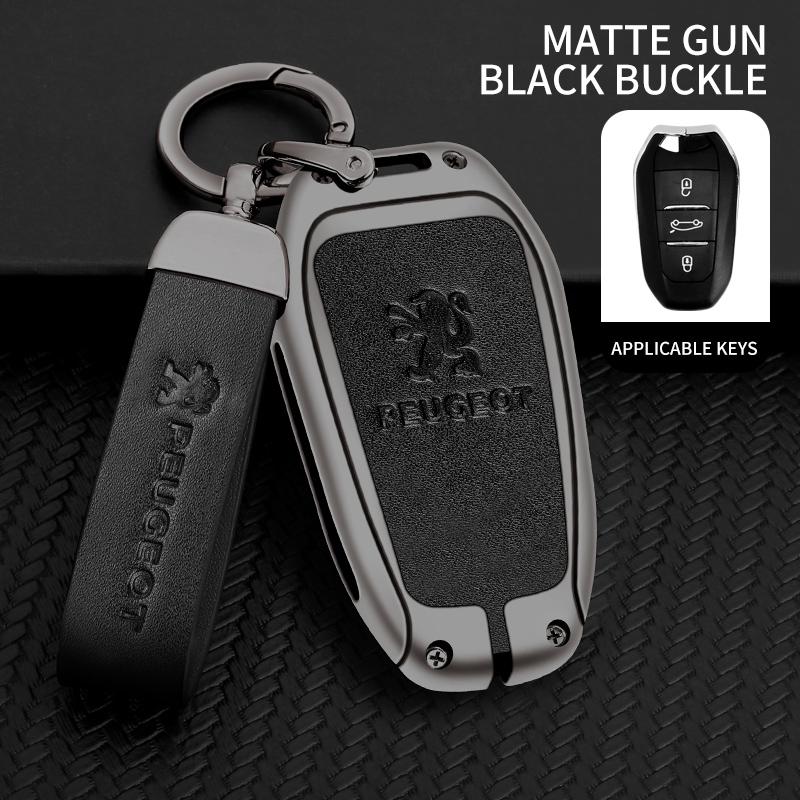 Zinc Alloy Leather Car Smart Remote Key Case Cover Shell Bag for Peugeot 308 408 508 2008 3008 4008 5008 Keychain Accessories