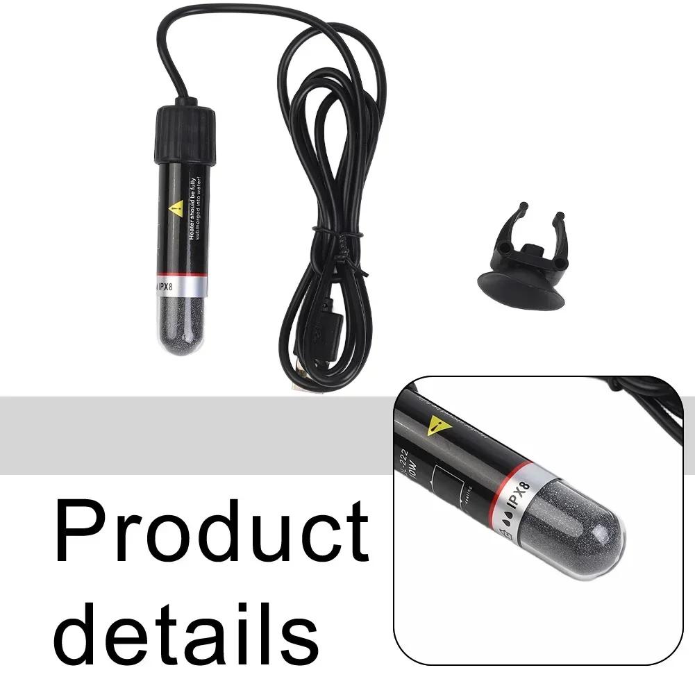 USB Power Heater Small Aquarium Heater Quartz Glass Material 10W Power Consumption Compact Fish Tank Heating Solution