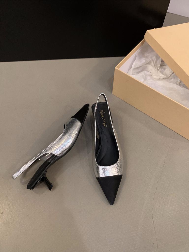 Французские серебристые туфли-лодочки с темпераментным бантом, туфли феи, новая весна-лето 2025, остроносые туфли на высоком каблуке, маленькие ароматные одинарные туфли