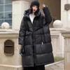 Winter Women Oversize Long Puffer Coat Thick Warm White Duck Down Jacket Hooded Loose Parkas Outwear
