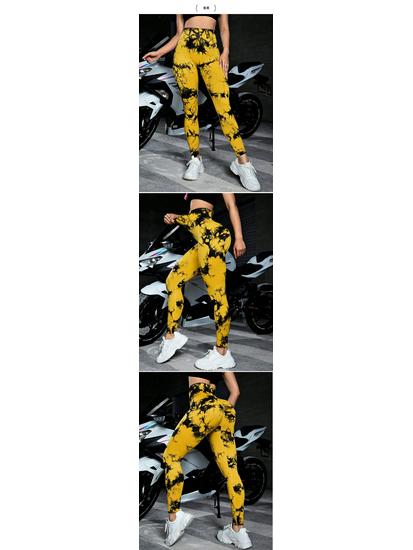 Женские леггинсы для йоги с высокой талией и принтом тай-дай - Бесшовные спортивные штаны с эффектом пуш-ап