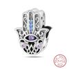 925 Silver Classic Purple Retro Heart Shape Lotus Angel Pattern Charms Beads Fit Qikaola Original Bracelets DIY Jewelry