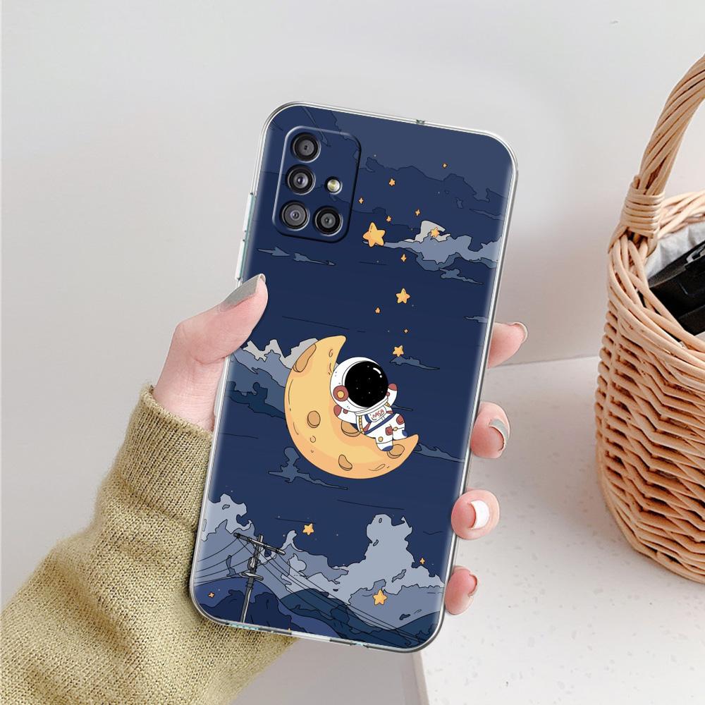 Чехол для Samsung A15 A13 A35 A55 A51 A71 A41 A31 A21S A03S A05 A17 A23 A25 A33 A53 A73 5G A07 4G Обложка Космонавт Мультяшный