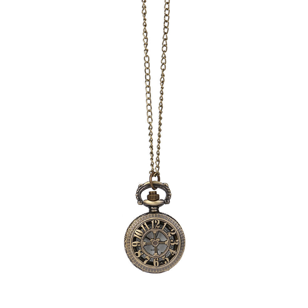 Vintage Steampunk Retro Design Pocket Watch Quartz Pendant Necklace Gift