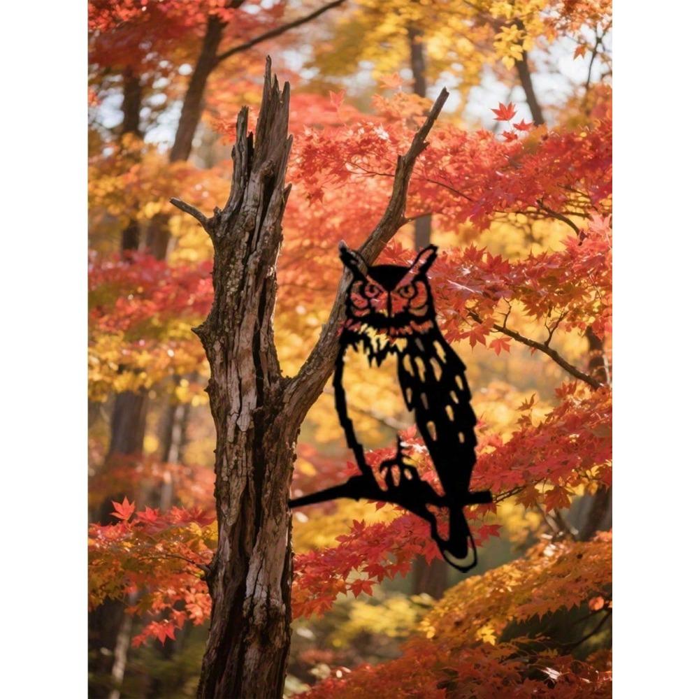 Wrought Iron Owl Sculpture Outdoor Weatherproof Garden Statue Patio Lawn Ornament Yard Art Wildlife Decor