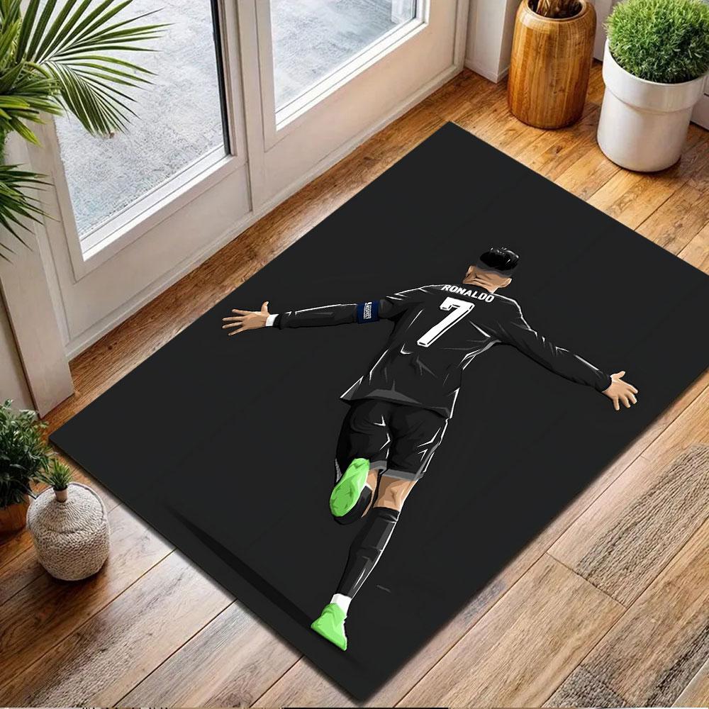 Soccer Player Silhouette Celebration Art Patterned carpet, non slip mat suitable for living room and bedroom sofas