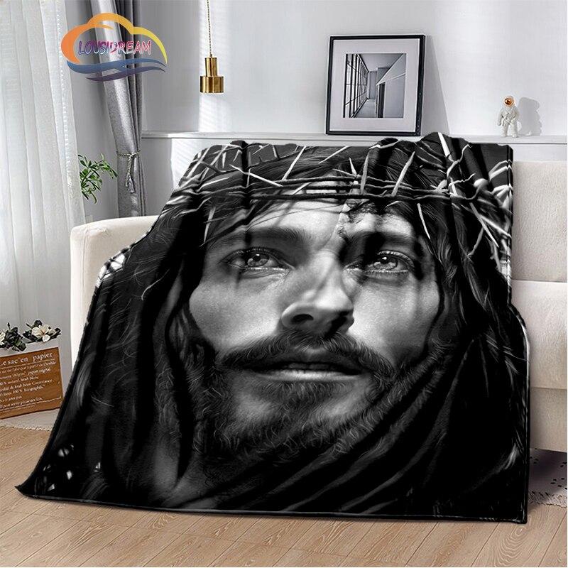 Религиозное кашемировое одеяло с изображением Иисуса, 3D-принт, покрывало с изображением Христа, фланелевое одеяло, серия Девы Марии-Иисуса, удобное домашнее одеяло