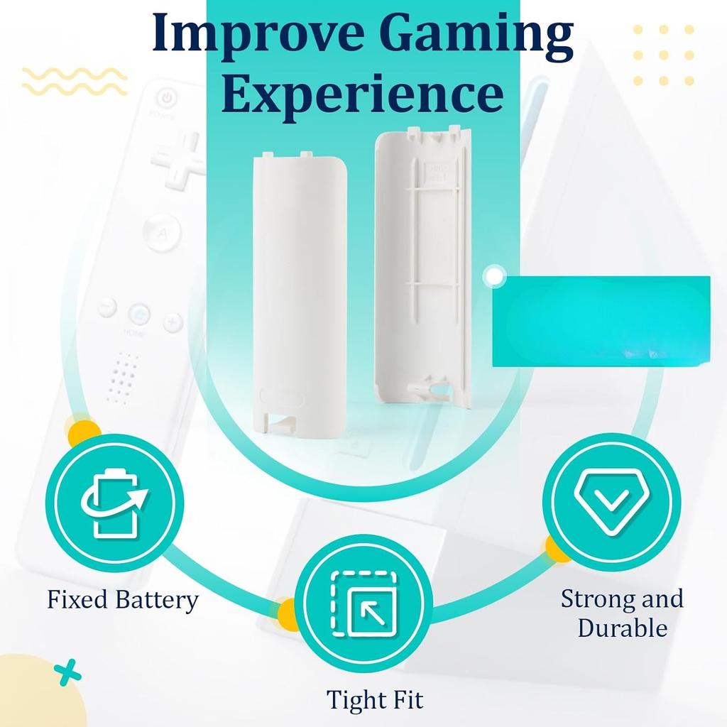 For Wii Remote Wiimote Battery Back Cover Replacement, Plastic Door Shell for Wii / Wii U Wireless Game Controller Repair Part