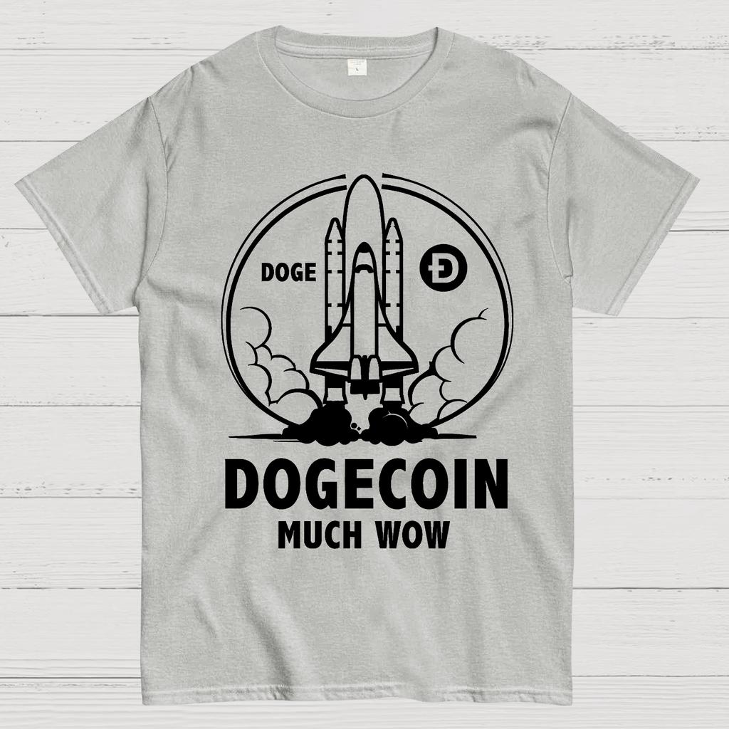 Dogecoin Ракета Много Вау Мем Шутка Забавная Криптовалюта Илон Маск DOGE Хлопок Летняя Повседневная Прохладная Свободная Футболка