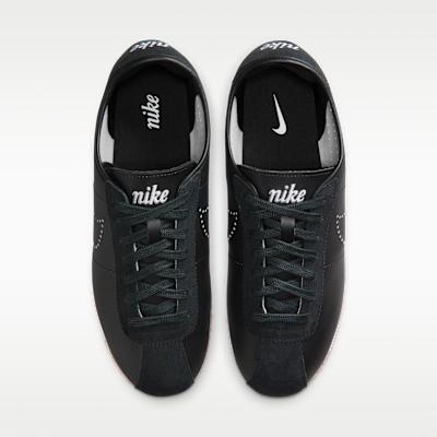 Women's Sneakers Nike Cortez Leather Black White Gum Perforated Swoosh (Women's) Black/Gum Light Brown/White