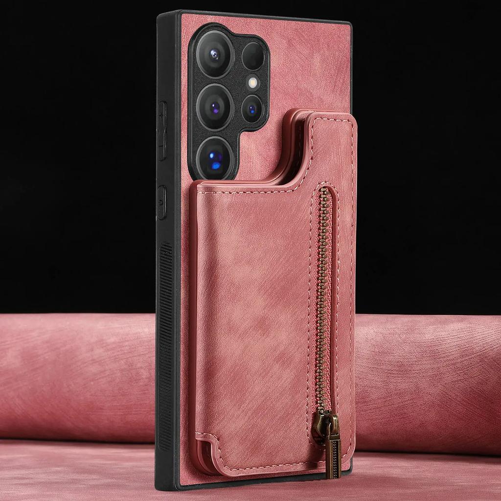 ПУ Кошелек на молнии с держателем для карт Чехол для телефона для Samsung Galaxy S23 FE S24 S22 Ultra Plus M15 A15 A25 A35 A55 A05 A05S A14 Обложка