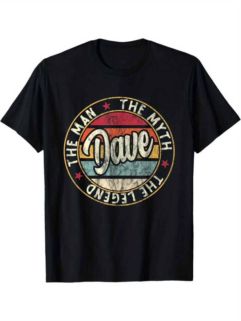 Мужская футболка Dave The for Man The Myth The с ретро-узором и дизайном в стиле ретро-музыки 70-х-80-х