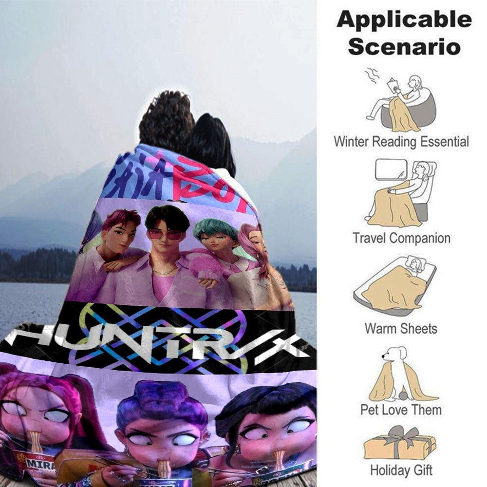 1pc Hunter X Kopo group - Themed Flannel Blanket - Suitable for Bed, Home Decor, Graduation Gifts, Easter, Back to School, ChristmasA37