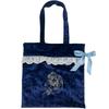 Ado Mizumori Lace Velor Drawstring Tote Navy &
