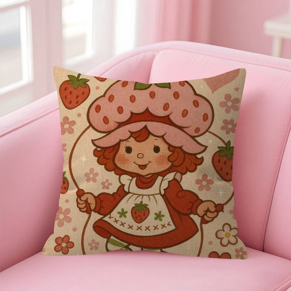 Cute Role Strawberry ShortcakeCartoon Cushion Cover Pillow Cover Decor Pillowcase Printed Cushion Case for Couch
