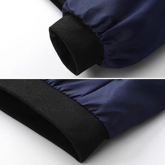 Fall Winter Men Jacket Stand Collar Zip-up Smooth Surface Solid Color Plus Size Loose Thin with Pockets Father Business Travel Coat Mid-aged