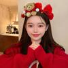 Pony Red Velvet Bow Hairband Cartoon Plush Hair Hoop Sweet New Year Headband  Photo Prop