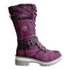 Autumn and Winter Women's High-top Long Tube Belt Buckle Wool Mouth Lace-up Martin Boots Boots