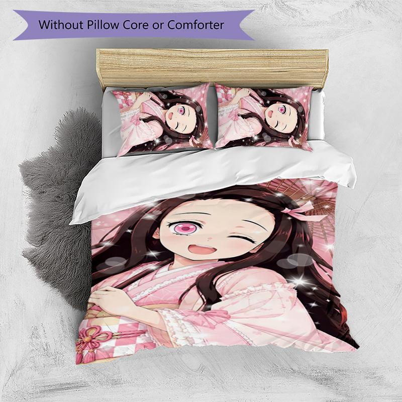 3pcs nezouko7 Design Cover Set - HD Printed Bedding with 1 Cover and 2 Pillowcases - Perfect for Home and Dorm Decor