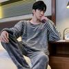 Fall and Winter New Men's Warm Pajamas Homewear Suit Teen Facecloth Simple Leisure Men's Home Pajamas Warm Homewear Suit