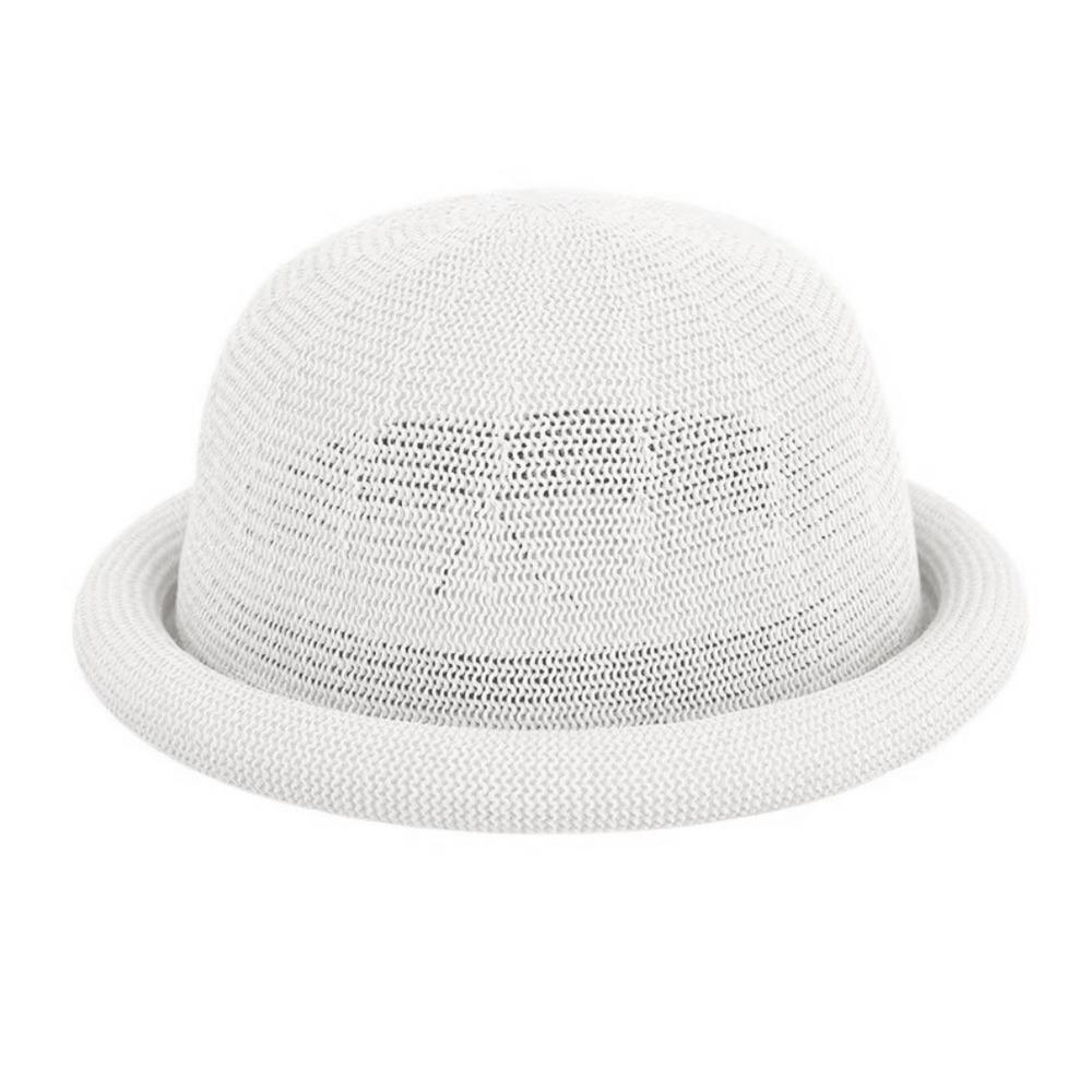 Round Top Roll Brim Hat Raffia Weave Sun Visor Hat Elegant Straw Hat Beach Vacation