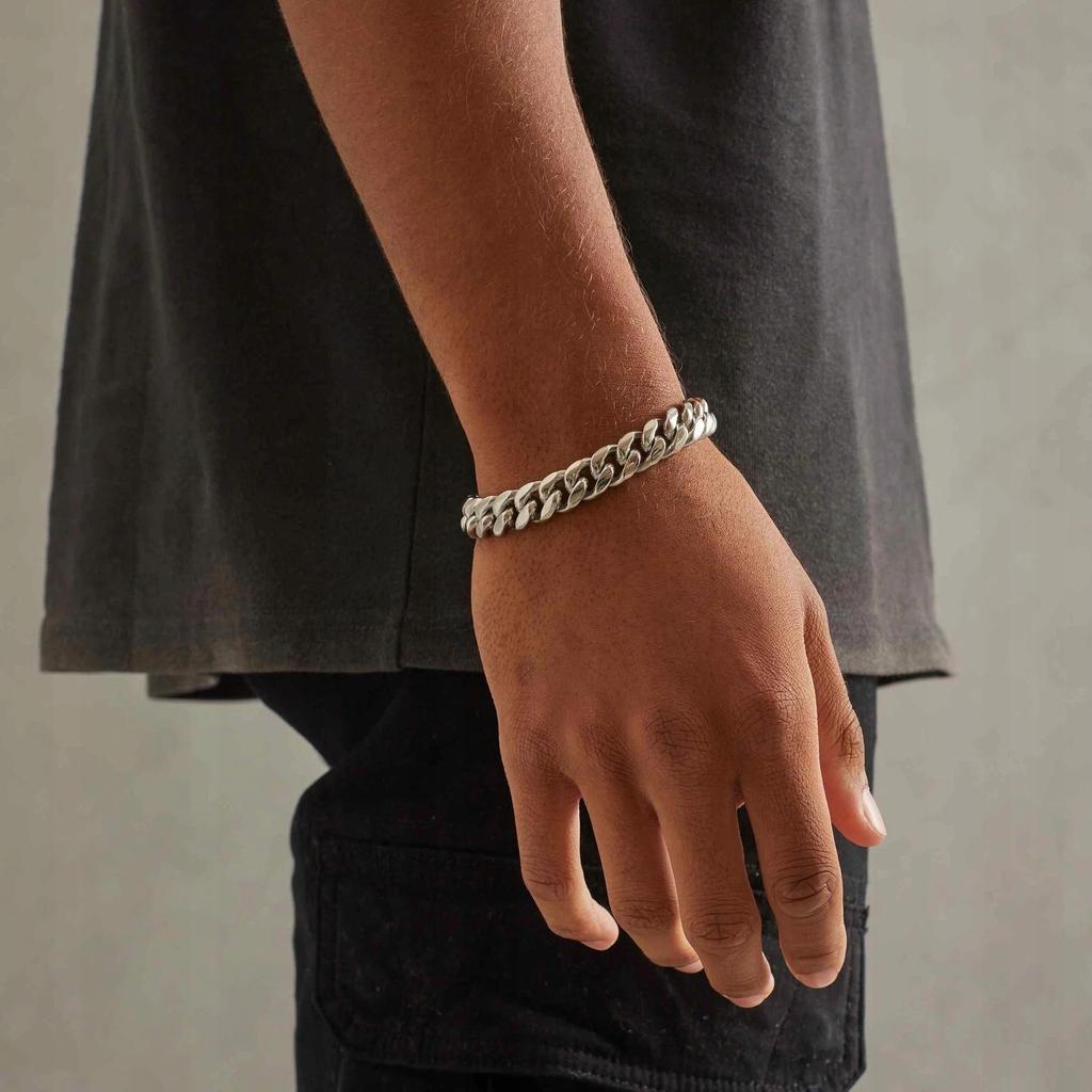 DIAMOND Silver Men' Bracelet 22cm Bracelet + FREE