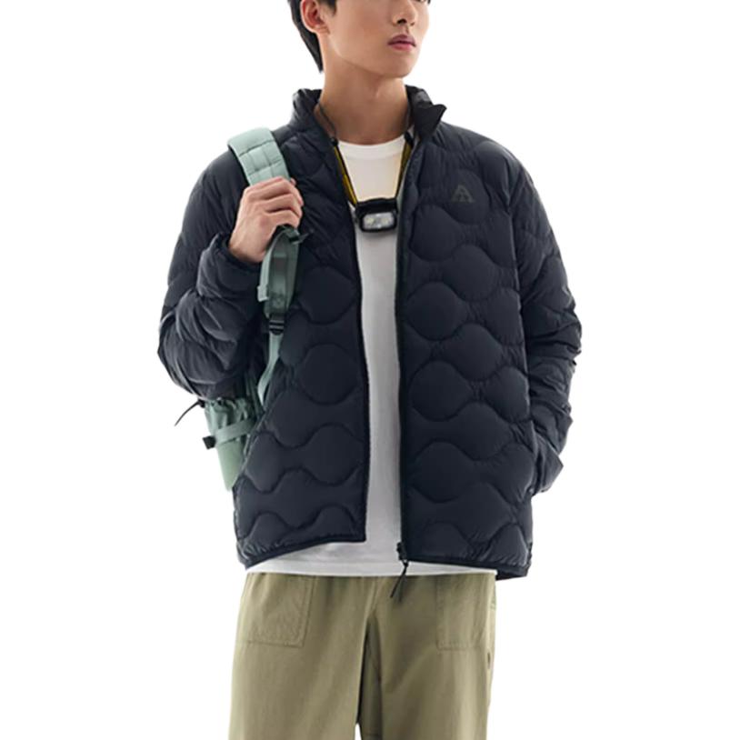 Anta Серия Outdoor однотонная с воротником-стойкой на молнии с длинным рукавом пуховик мужская верхняя одежда базовый-черный 952446901-1