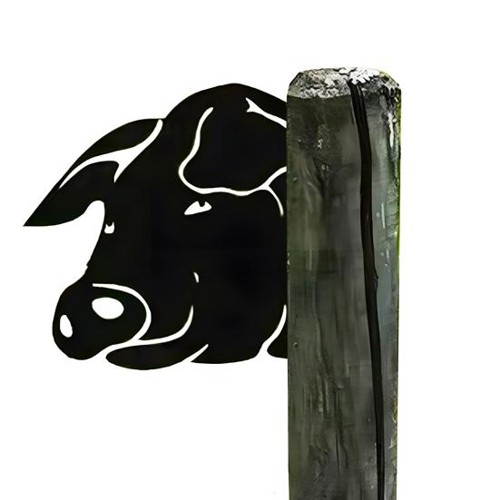 Peeping Animal Sign Weather-proof Heavy Duty Outdoor Garden Patio Yard Lawn Metal Donkey Horse Cow Sheep Dog Pig Lion Silhouette Decoration Ornament