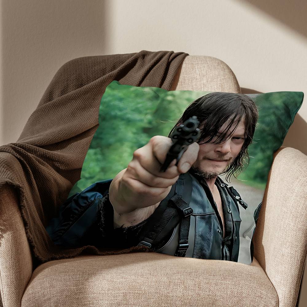 КРУТАЯ Наволочка для подушки Daryl T - Ходячие мертвецы Квадратная Двусторонняя печать Короткий плюш Чехол для подушки на диван Спальня Прикроватная подушка