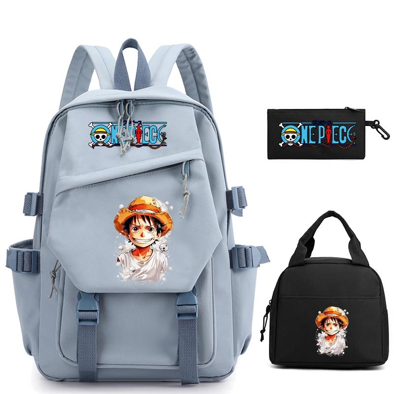 3 шт./компл., цельный нейлоновый рюкзак в стиле аниме с сумкой для обеда для девочек и мальчиков, школьный рюкзак для мужчин и женщин, дорожная сумка для отдыха