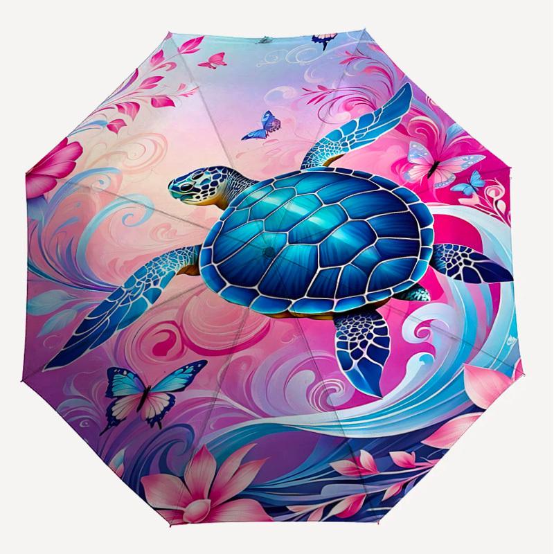 1PC turtle butterfly Automatic Open/Close Umbrella Compact Folding Umbrella with 8-Rib Shaft lightweight esign, Highquality Fabric1139A