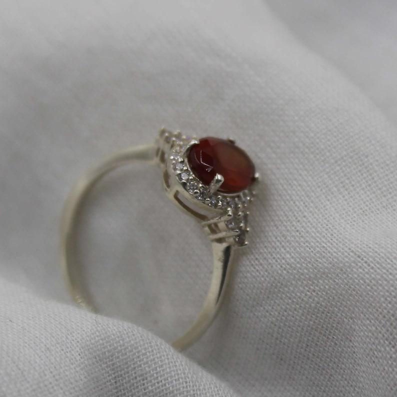 Natural Hessonite Garnet Ring, January Birthstone, 925 Sterling Silver, Solitaire Ring, Garnet Jewelry, Engagement Ring, Gift For Girlfriend