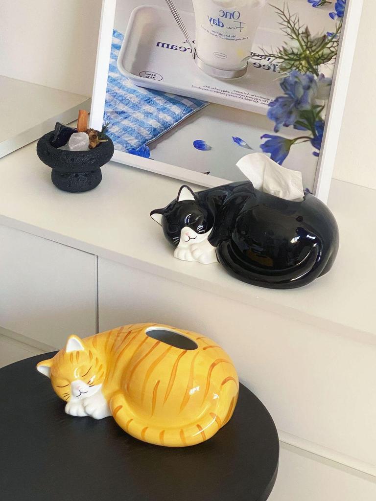 Керамический держатель для салфеток в виде кошки для декора гостиной, прихожей или журнального столика
