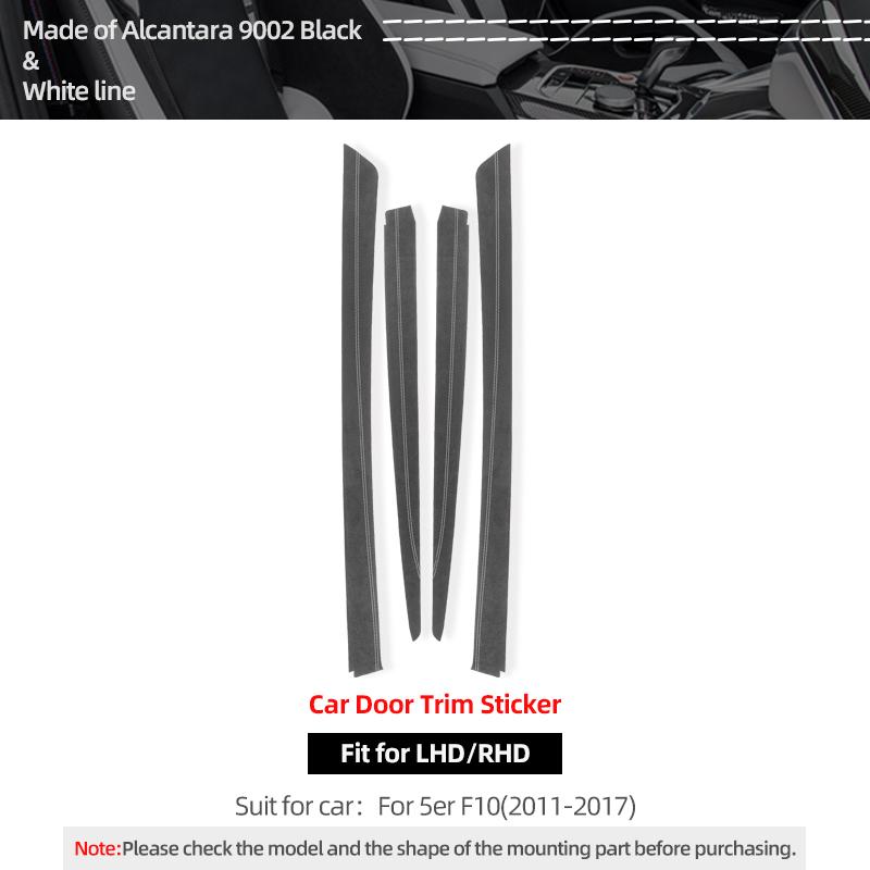 For BMW F10 Series 5 Made of Alcantara Car Interior Door Panel Trim Strip Performance Frame Sticker 4pcs Auto Tuning Accessories