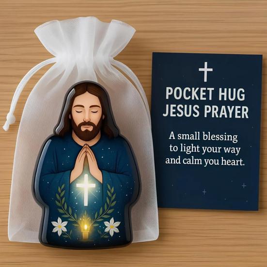 Pocket Hug Jesus Gift Blessing Jesus Prayer Figurine with Card Christian
