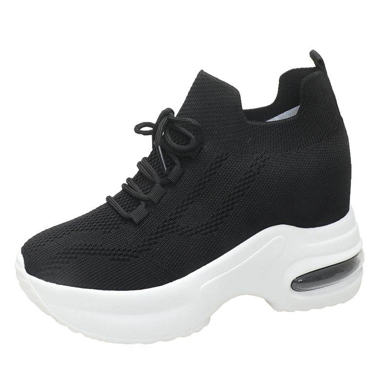 Весенне-осенние женские кроссовки на сетчатом среднем каблуке, 2024 г., женская обувь высокого качества, женская вулканизированная обувь для взрослых на шнуровке