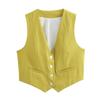 Spring and Summer New Women's Clothing Minimalist Style V Neck Sleeveless Decorated Row Button Short Candy Color Vest Jacket 2347888