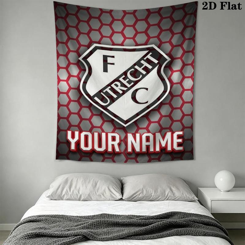 Custom Name FC Utrecht Wall Tapestry Aesthetic Wall Hanging Printed Fabric Blanket Decorative Tapestries for Bedroom Living Room Home Decor