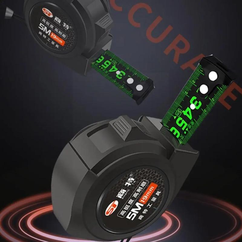 5/7.5/10M High Precision Thickened Self-lock Tape Measure Fluorescent Wear-resistant Steel Tape Measuring Tape Gauging Tools